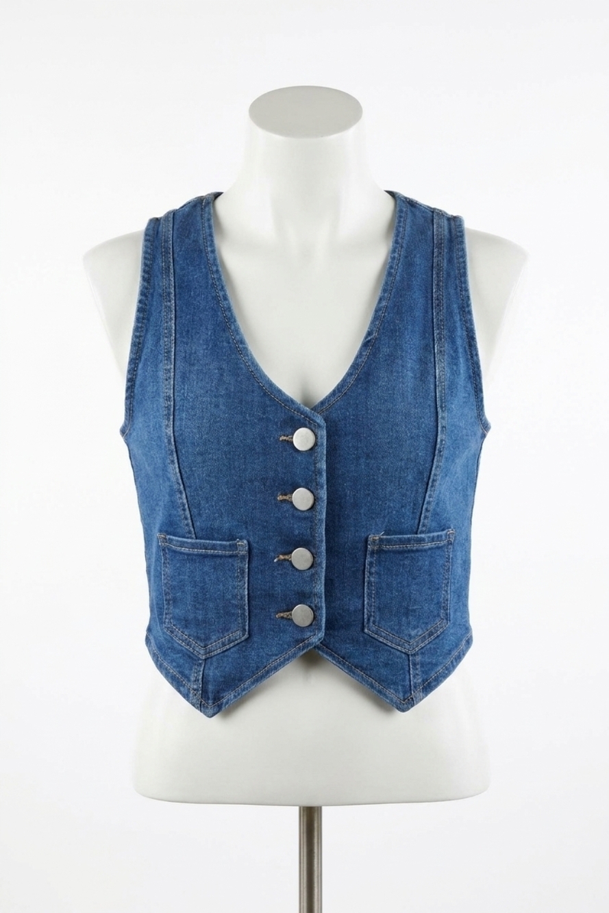 NEW RISEN crop vest in denim